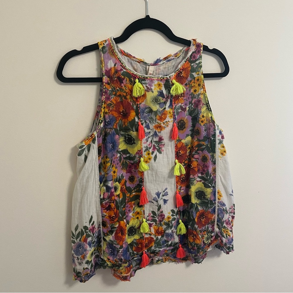 Anthro. RAGA Floral Swing Sleeveless Blouse, XS - Picture 10 of 11